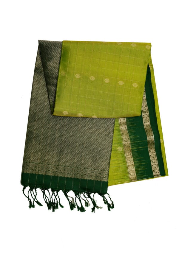 Pure Soft Silk Saree with Contrast Border & Body Check Design