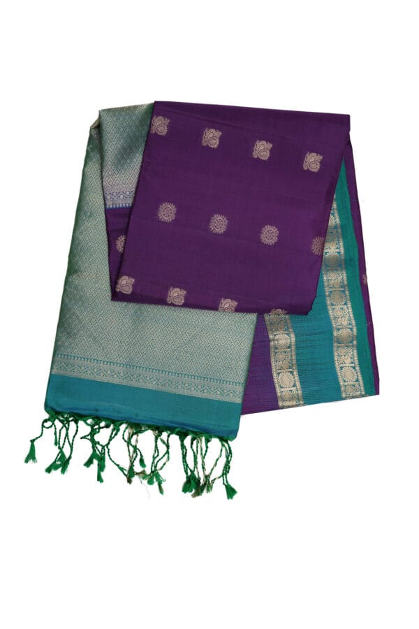 Pure Soft Silk Saree with Double Contrast Border & Body Butta